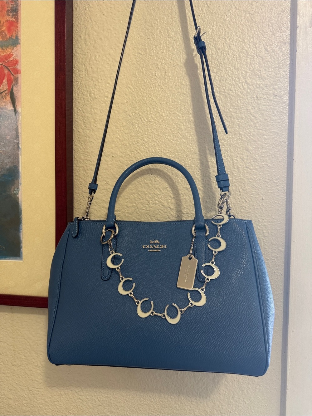 Coach Surrey Carryall in denim blue medium crossbody/top handle bag - Picture 13 of 16